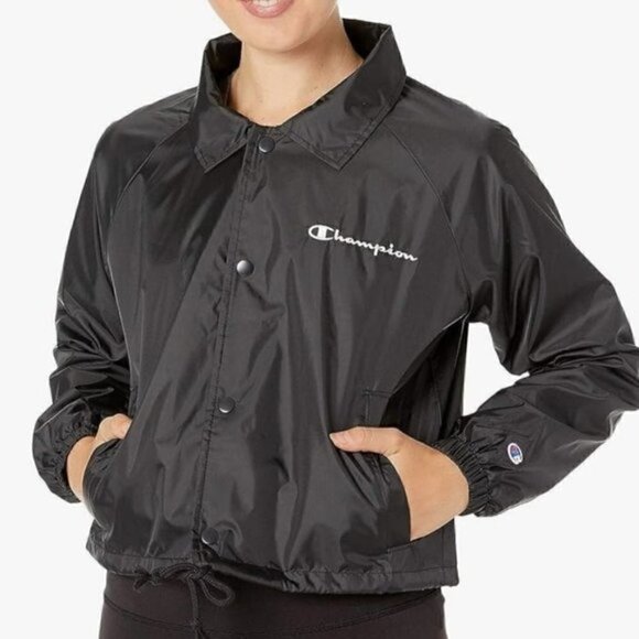 NWT Champion Black Windbreaker Cropped Track Jacket Size XS - Picture 1 of 7